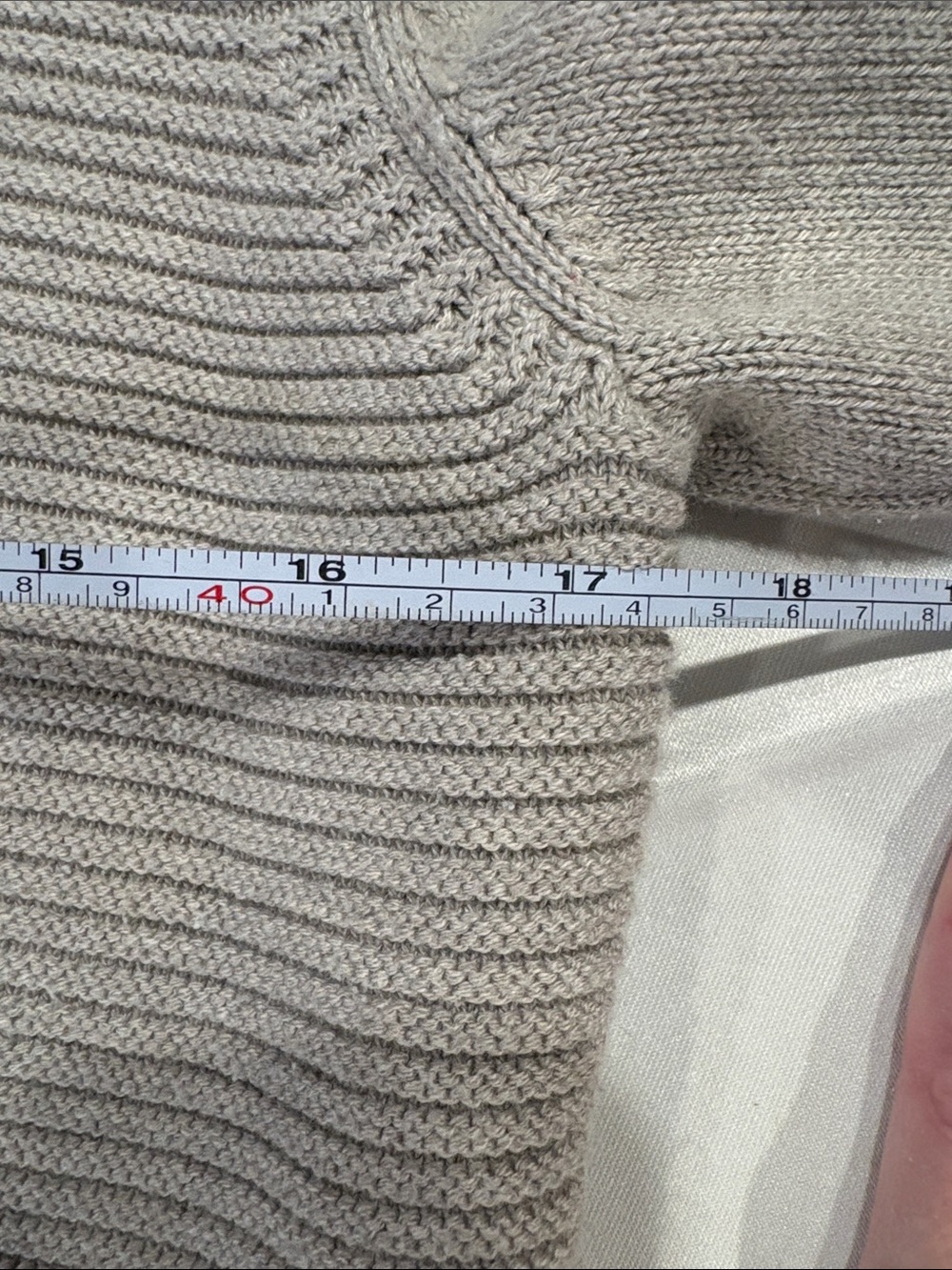 Light Beige Ribbed Full-Zip Sweater Jacket - Picture 7 of 9